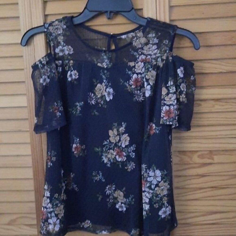 By & By Girl Cold Shoulder Floral Tunic Size L 14